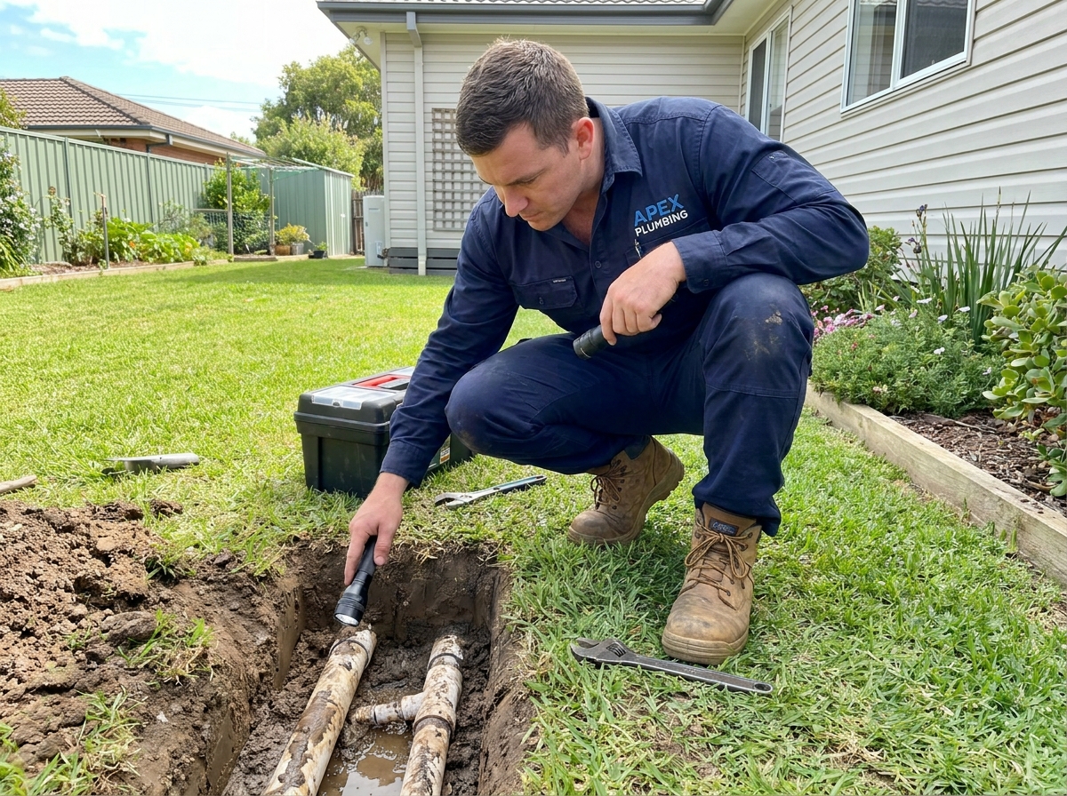 Septic technician inspecting system at a Lakeland home
